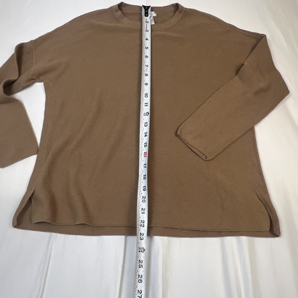 J. Jill Womens Medium Brown Cotton Knit Crewneck Long Sleeve Sweater Side Slit - Picture 5 of 7